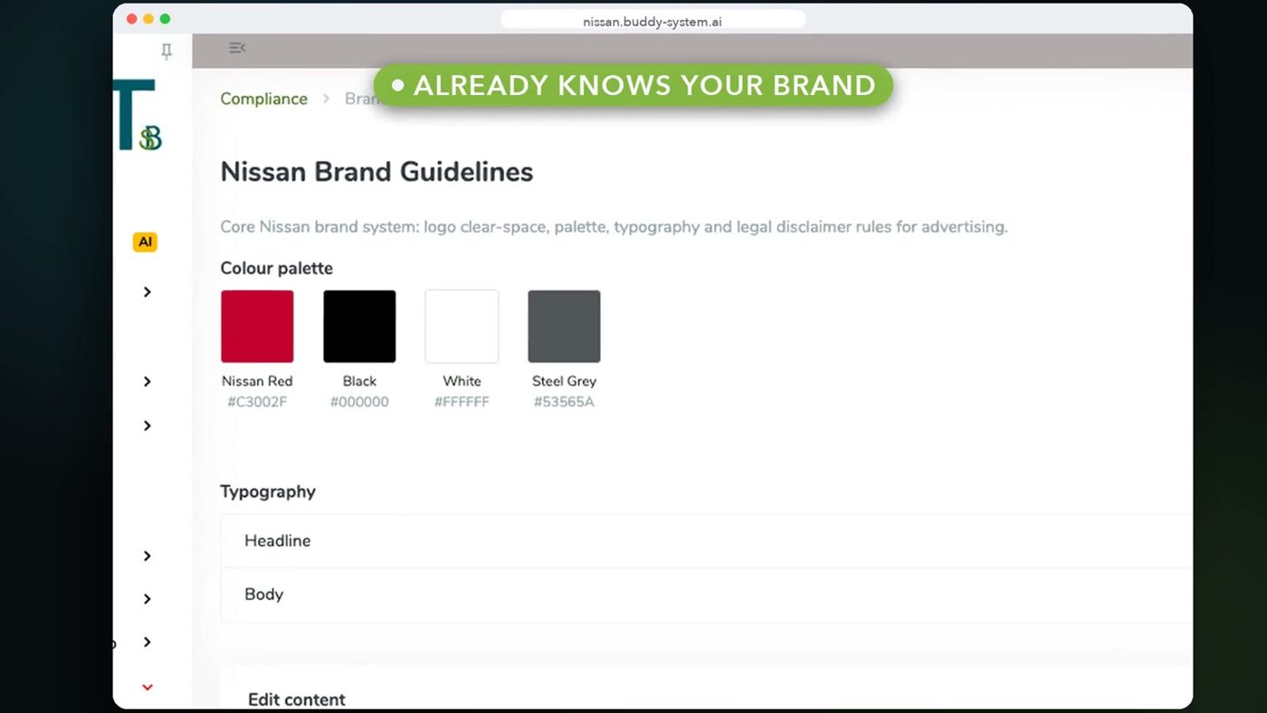 Nissan brand guidelines screen