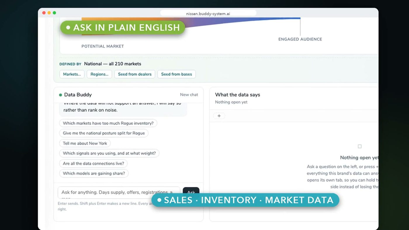 Data Buddy question panel with suggested prompts