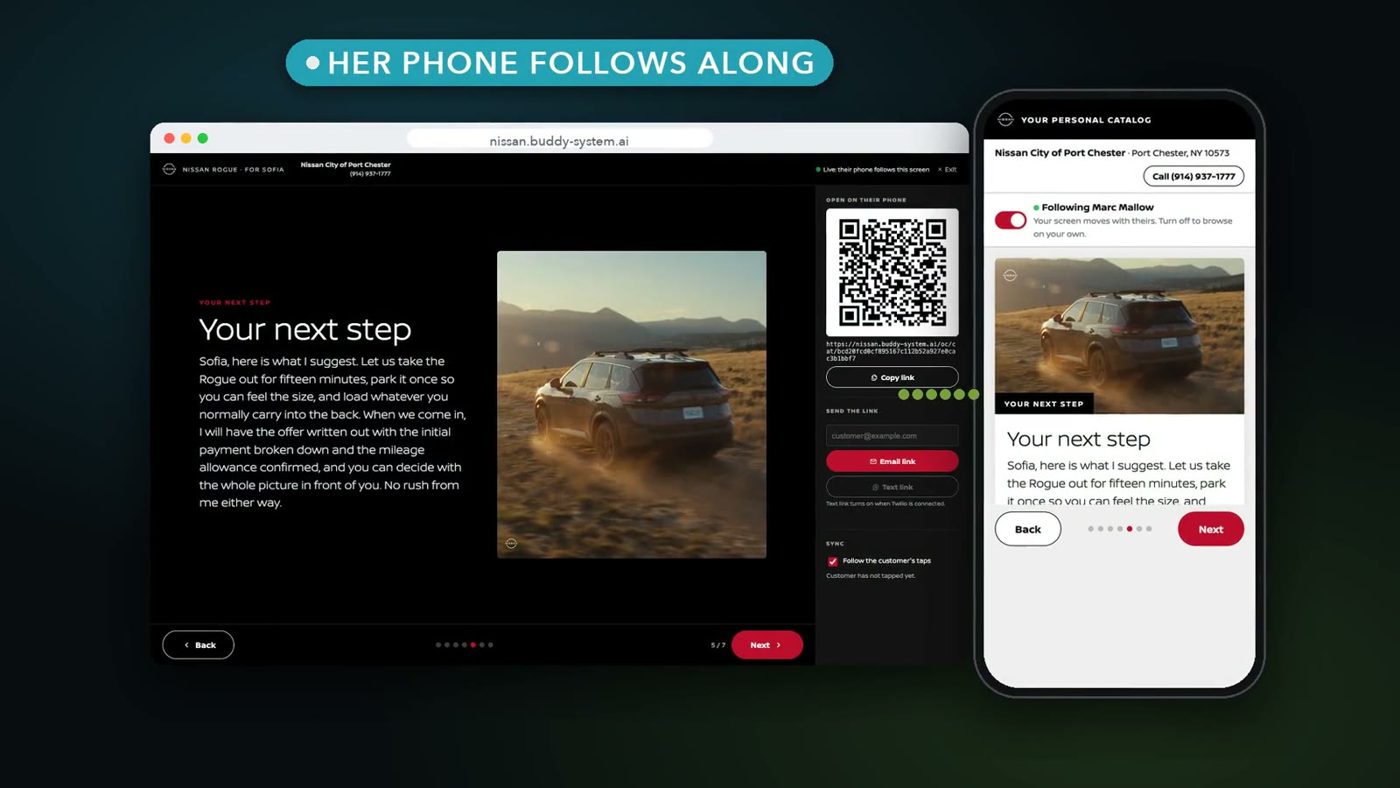 Dealer presentation and customer phone in sync