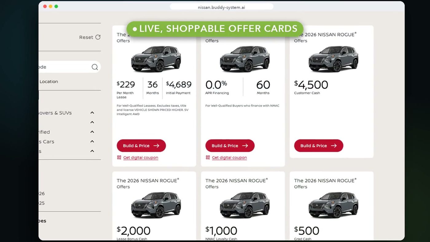 Live shoppable offer cards